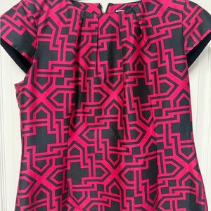Elizabeth McKay Fuchsia and Black Geometric Blouse